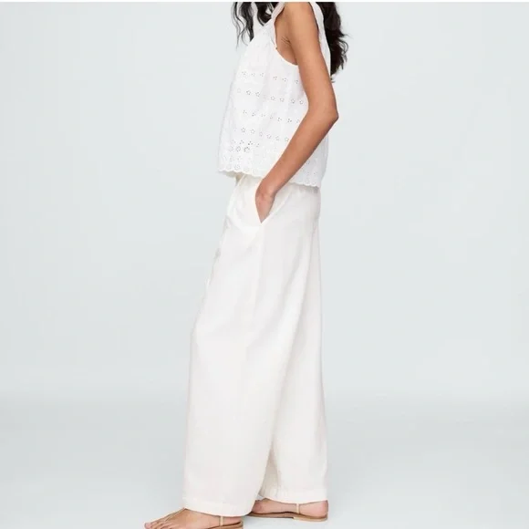 Gap x Doen White Wide Leg Pleated Trousers Size 0 - Picture 2 of 7